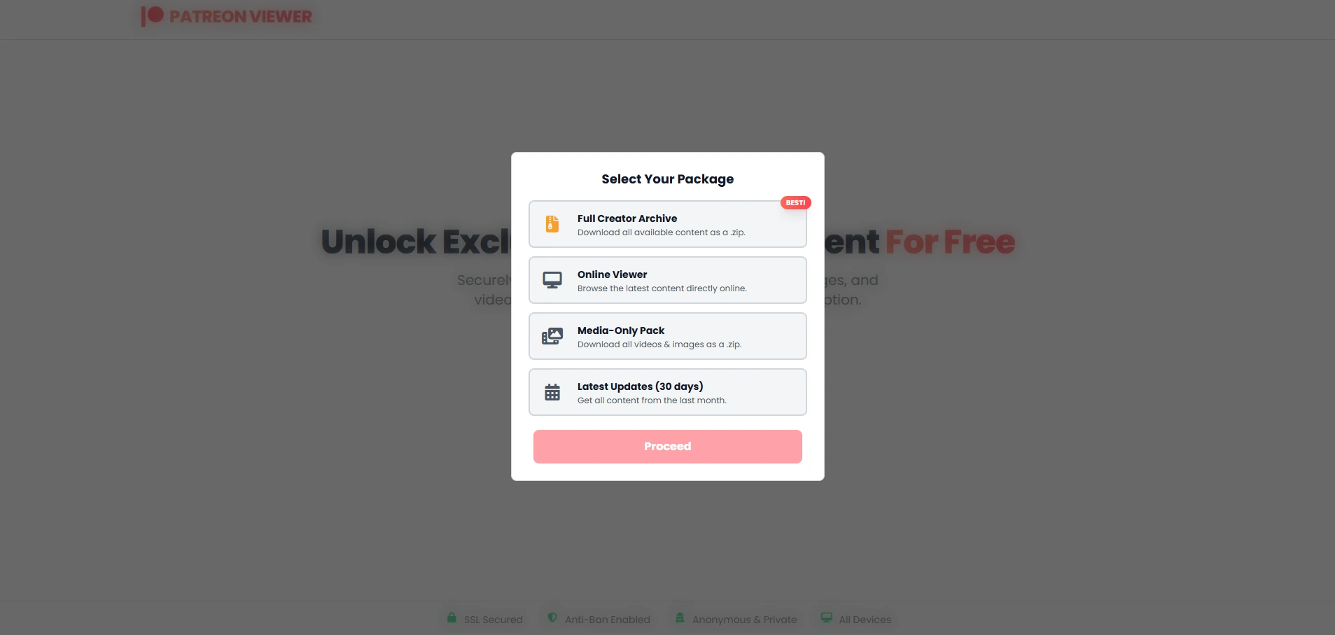 Screenshot of the Patreon Viewer interface